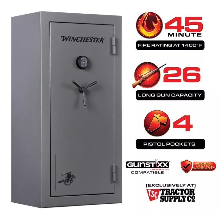Winchester Safes 26 Long Gun 18.4 cu. ft. Electronic Lock Gun Safe, 45 Min. Fire Rating, Slate